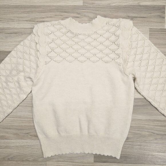 Skies Are Blue Womens Ivory Sweater Size XS Scalloped Pullover - Picture 9 of 9